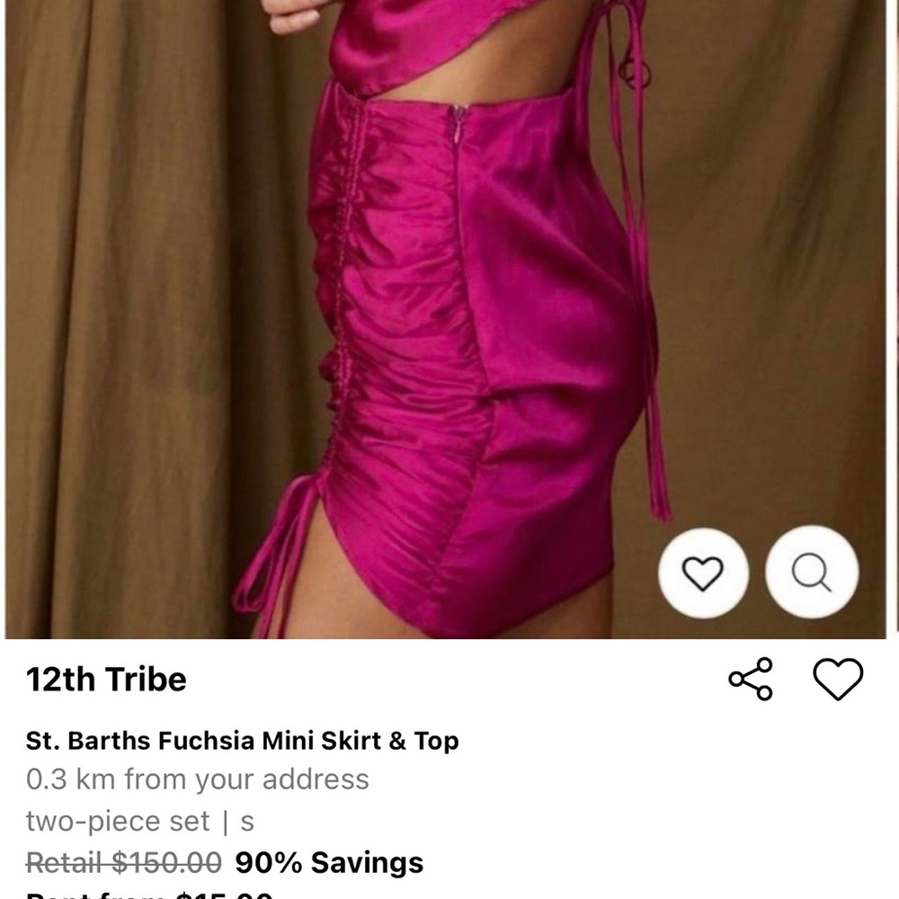 12th Tribe Fuchsia Mini Skirt & Top Set - Picture 2 of 3